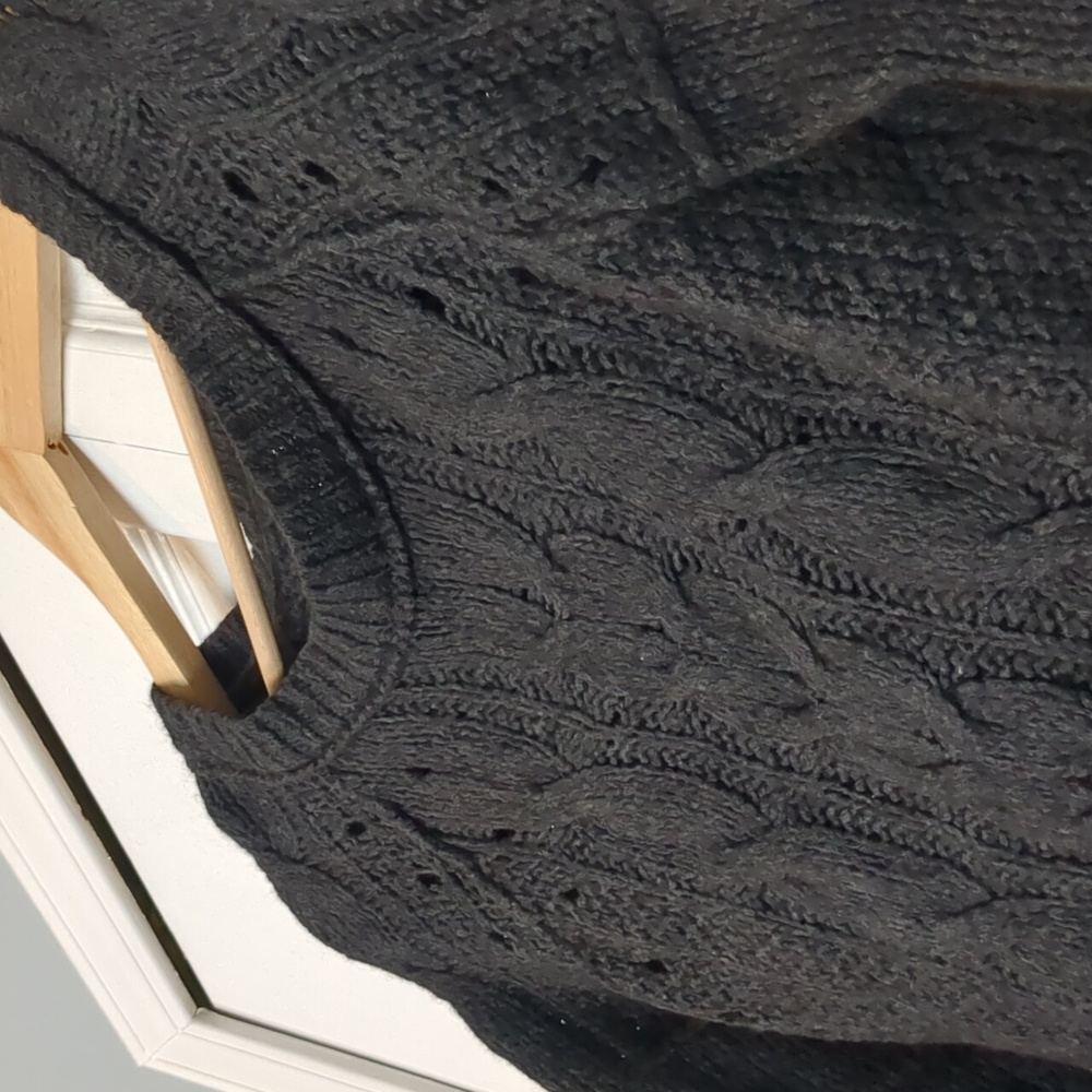 LOFT Women's Charcoal Cable Knit Sweater